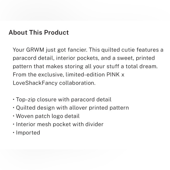 VS Pink x Love Shack Fancy Collab Makeup Bag - Icon Gingham Print - Picture 6 of 6